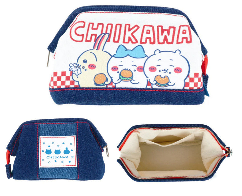 ♡現貨♡ちいかわ/吉伊卡哇/牛仔布收納包/金屬框開口/日本代購/正品