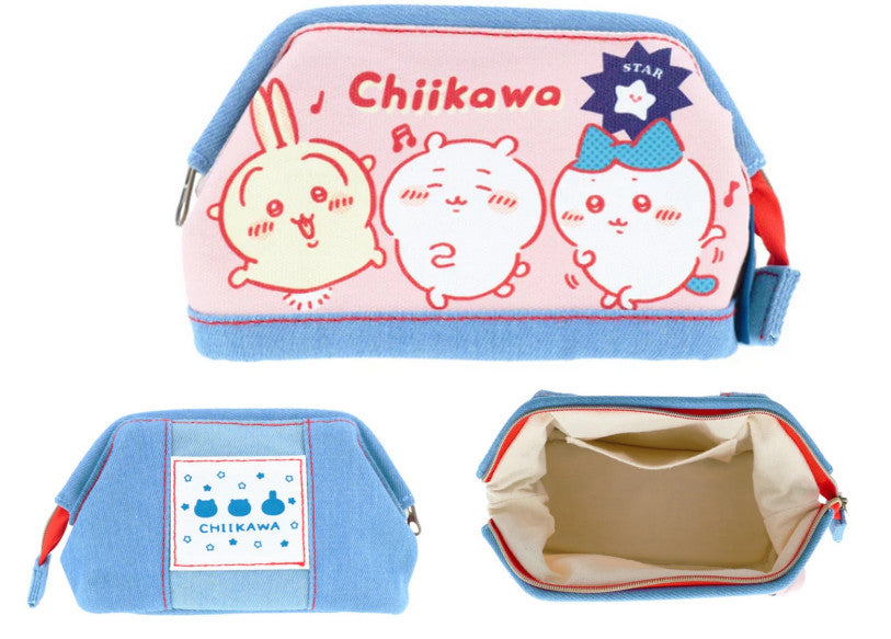♡現貨♡ちいかわ/吉伊卡哇/牛仔布收納包/金屬框開口/日本代購/正品