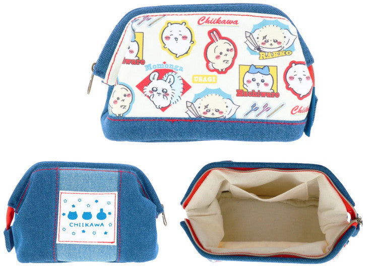 ♡現貨♡ちいかわ/吉伊卡哇/牛仔布收納包/金屬框開口/日本代購/正品